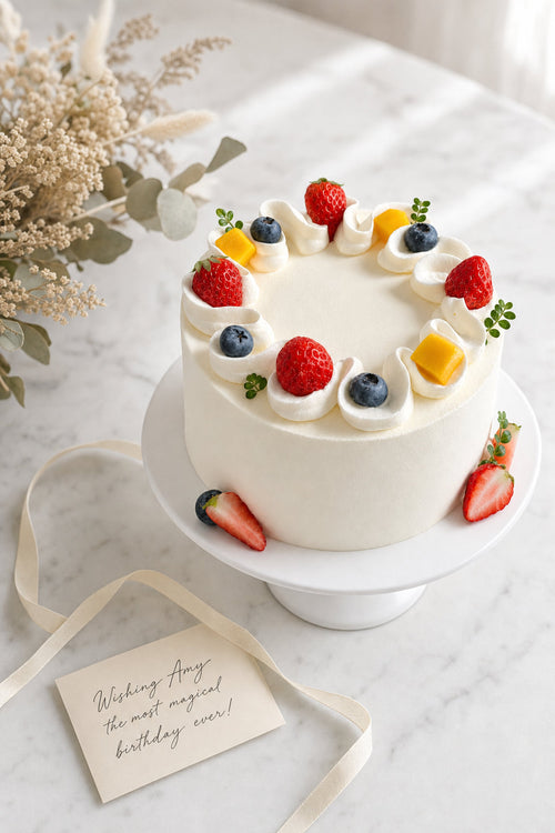 Elegant White Frosted Birthday Cake