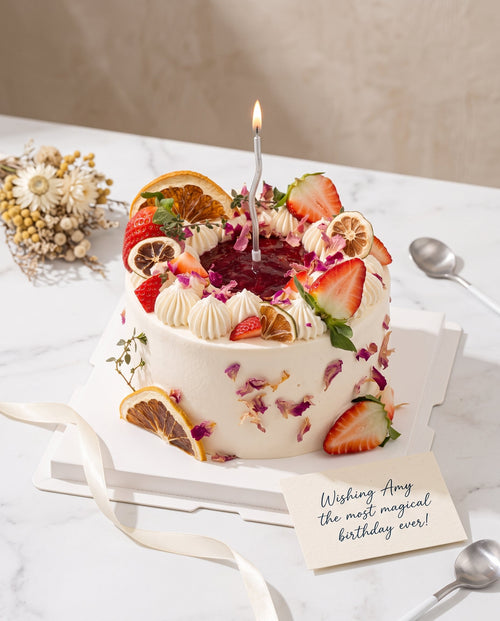 Strawberry & Citrus Birthday Cake
