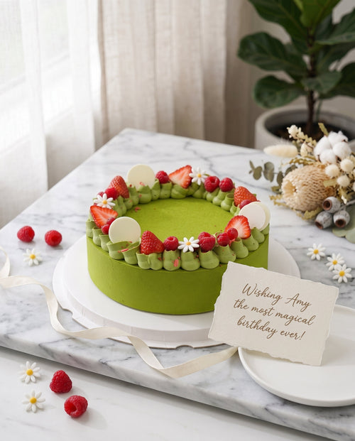 Elegant Green Matcha Mousse Cake